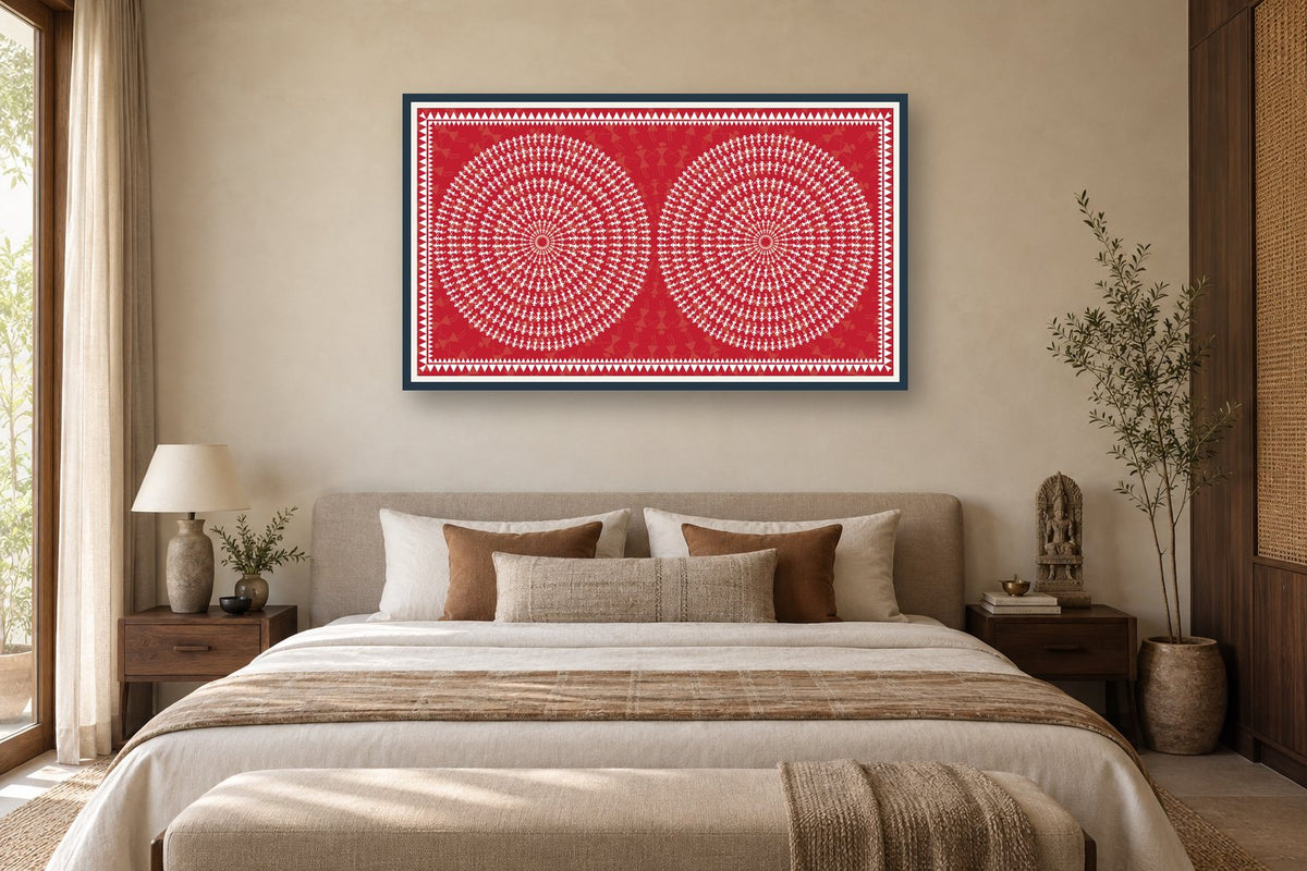 Twin Tarpa Circles styled in a bedroom