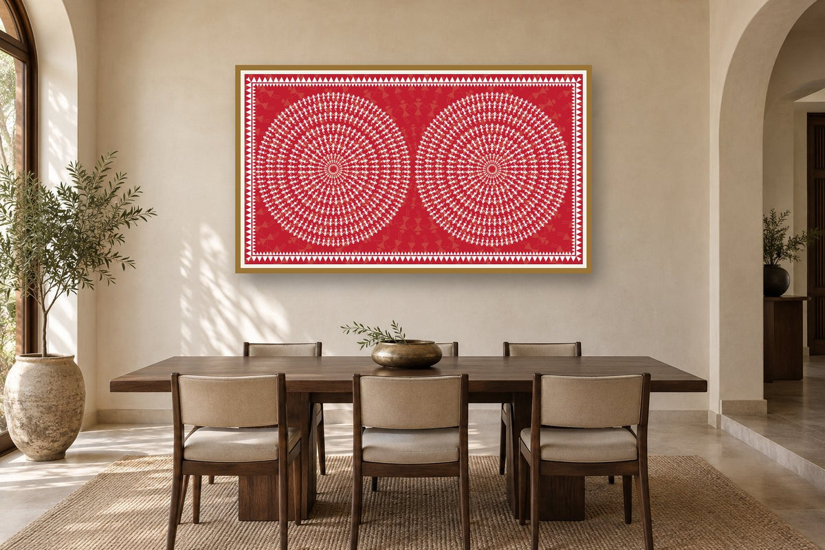 Twin Tarpa Circles styled in a dining room