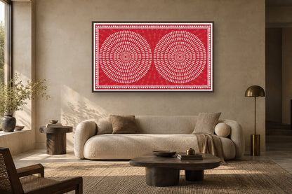 Twin Tarpa Circles styled in a living room