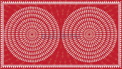 Twin Tarpa Circles — Warli museum-grade art print