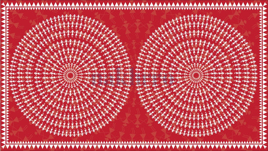 Twin Tarpa Circles — Warli museum-grade art print