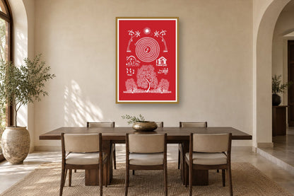 Twin Trees and Dance Spiral styled in a dining room