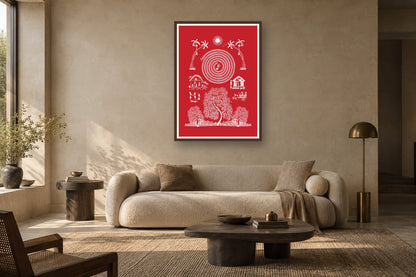 Twin Trees and Dance Spiral styled in a living room