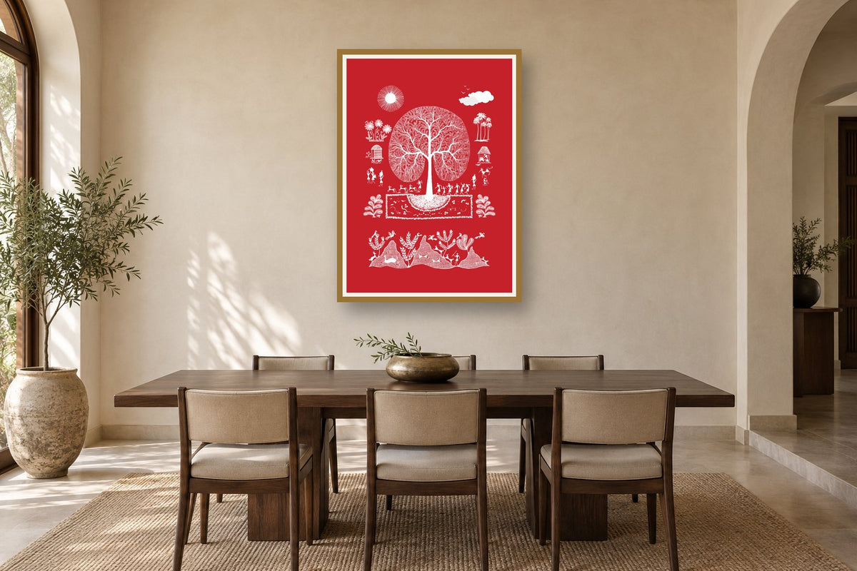 Twin Trees beneath the Sun styled in a dining room