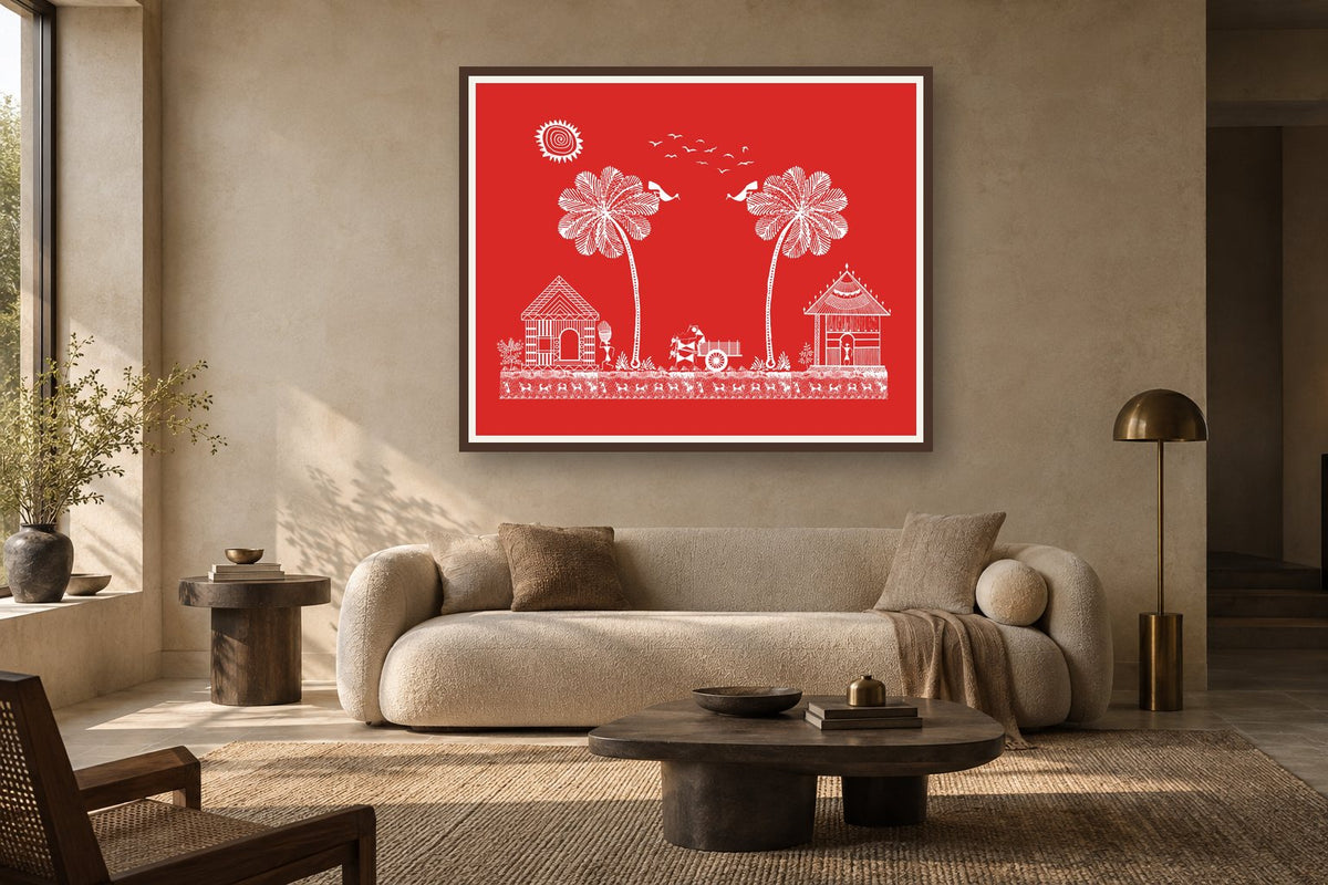 Village between Palms styled in a living room
