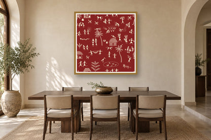 Village Life Tapestry styled in a dining room