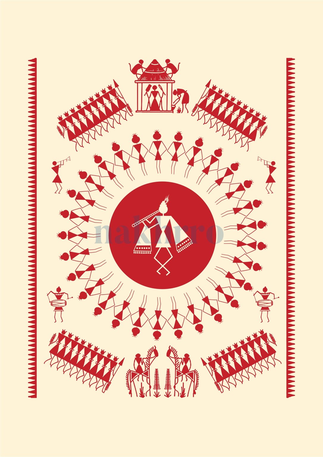 Wedding Celebration — Warli museum-grade art print