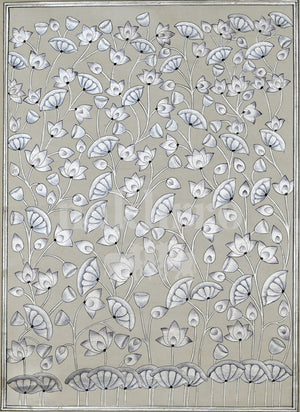 White Lotus Garden on Stone — full artwork with Nakhrro watermark