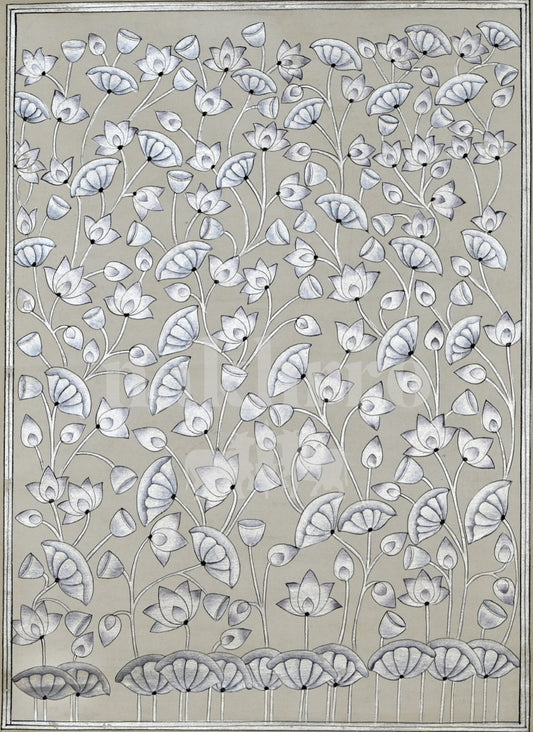 White Lotus Garden on Stone — full artwork with Nakhrro watermark