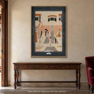 Within the Palace Courtyard — warm foyer framed styling mockup, print ships unframed